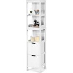 Giantex meuble colonne de salle de bain  5 niveaux meuble de rangement en bois avec 3 tagres ouvertes ...