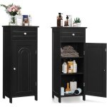 Giantex meuble colonne salle de bain h 88cm - 1 tiroir et placard  3 etages avec porte - tagres rglables ...