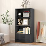 Giantex meuble de rangement avec 3 tagre ouvertes et tiroir bibliothque  4 niveaux pour bureau chambre ...