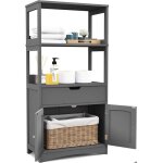 Giantex meuble salle de bain avec tiroir et 3 etag�res placard � portes pour cuisinechambre salon 60x ...