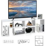 Giantex meuble tv modulaire en 3 pcs combin libre - 3 etages avec 6 compartiments - pour tv  65 - 134 ...