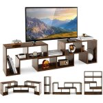 Giantex meuble tv modulaire en 3 pcs combin libre - 3 niveaux d?etages avec 6 compartiments - pour tv ...
