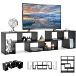 Giantex meuble tv modulaire en 3 pcs combin libre - 3 niveaux d?etages avec 6 compartiments - pour tv ...