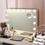 Giantex miroir de maquillage 15led avec �cran tactile / loupe de grossissant 10x / haut - parleur bluetooth, ...