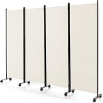 Giantex paravent  4 panneaux pliable avec 10 roues - 225x173 cm - closion de sparation - cadre en fer ...