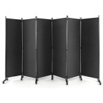 Giantex paravent  6 panneaux pliable  roulettes - 3345x 172 cm - closion de sparation - cadre en fer ...