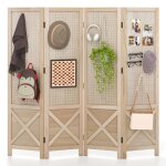 Giantex paravent intrieur - 4 panneau perfor - pliable - cadre en bois massif - diy - pour salon chambre ...