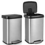 Giantex poubelle de cuisine 50 l avec pdale et couvercle silencieux - bac  ordures en inox avec bote ...