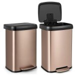 Giantex poubelle de cuisine 50 l avec pdale et couvercle silencieux - bac  ordures en inox avec bote ...