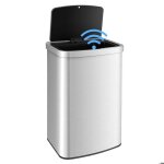 Giantex poubelle de cuisine  ouverture automatique 50 l - en inox - avec couvercle silencieuse - argent ...