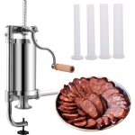 Giantex poussoir  saucisse manuel vertical 15l cylindre en inox 4 / 6 entonnoirs quips