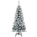 Giantex sapin de nol artificiel 140 cm - arbre de nol floqu blanc - socle en fer pliable - 242 branches ...