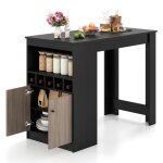 Giantex table de bar avec rangement plateau  grain de bois tagre rglable pour bureau salon 120 x ...