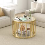 Giantex table basse  2 niveaux - plateau en verre tremp - 8 supports rotatifs ovales - installation ...