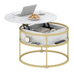 Giantex table basse ronde scandinave - plateau relevable effet marbre - cadre en métal - compartiment ... Giantex table basse ronde scandinave - plateau relevable effet marbre - cadre en métal - compartiment ...
