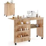 Giantex table de couture pliante avec roulettes bureau mobile avec �tag�re de rangement et 3 bo�tes 119 ...