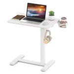 Giantex table dappoint en forme de c roulante hauteur rglable 655 - 100 cm table de canap avec crochets ...