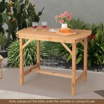 Giantex table de jardin ext�rieure en bois de sapin - avec trou de parasol dia 4 cm - pour 4 - 6 personnes ...