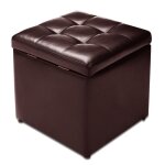 Giantex tabouret pouf de rangement en pu cuir repose - pied en cube avec pieds antidtapants pour salon ...