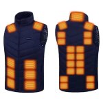 Gilet chauffant - mixte - bleu - doudoune sans manche - usb - 27 zones de chauffage - rsistant vent ...