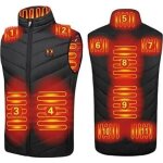 Gilet chauffant sans manche imperméable pour homme et femme - 11 zones de chauffage noir Gilet chauffant sans manche imperméable pour homme et femme - 11 zones de chauffage noir