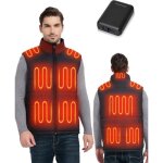 Gilet electrique chauffant homme avec batterie 18400mah veste doudoune chauffante homme avec 10 zones ...