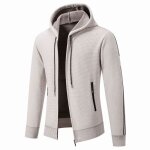 Gilet homme tricot� � capuche hiver doubl� polaire cardigan zipp� chaud �pais couleur contrast� automne ...