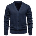 Gilet homme en tricot col v doubl polaire cardigan chaud manches longues avec poches pour automne hiver ...