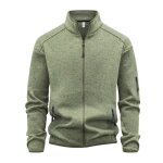 Gilet homme zipp cardigan  col montant regular fit manches longues avec poches pour automne hiver - ...