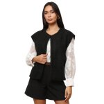 Gilet sans manches en matire duveteuse. modle oversize. pour femme - gilets cardigans - la modeuse