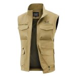 Gilet sans manche homme lger multi - poches sechage rapide grande taille - kaki