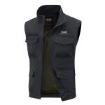 Gilet sans manche homme lger multi - poches sechage rapide grande taille - noir