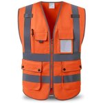Gilet de s�curit� unisexe gilet de s�curit� multi - poches en tissu tricot� r�fl�chissant haute visibilit� ...