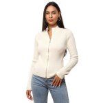 Gilet zipp� en maille � fils brillants et sequins. finition bord c�te au niveau du col. pour femme - ...