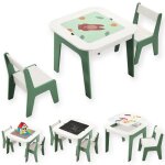 Ginger home table enfant 4 en 1 avec 2 chaises ? plateaux rversibles tableau noir & blocs type lego ...