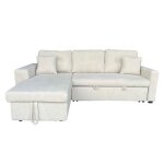 Glasgow - canap� dangle convertible 4 places avec coffre en velours c�tel� beige