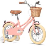 Glerc 12 pouces v�lo r�tro pour filles de 3 4 5 ans avec roues dentra�nement panier et sonnette la p�che ...