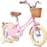 Glerc 12 pouces vélo rétro pour filles de 3 4 5 ans avec roues dentraînement panier et sonnette rose Glerc 12 pouces vélo rétro pour filles de 3 4 5 ans avec roues dentraînement panier et sonnette rose