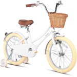 Glerc vlo enfant 18 pouces pour filles 5 6 7 8 ans style rtro vintage avec roues dentrainement panier ...