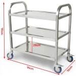 Gmm desserte  roulettes en acier inoxydable. chariot de service desserte de cuisine  roulettes 3 etagres ...