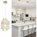 Gold crystal pendant light for kitchen island luxury water ripple glass chandelier lights fixture modern ...