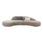 Gondal - canap� dangle arrondi tissu beige avec 2 coussins d�co