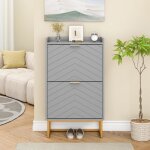 Goobuy armoire  chaussure inclinable 2 compartiments tagre rglable  2 positions motif en ligne 50x24x91cm ...