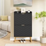 Goobuy armoire  chaussure inclinable 2 compartiments tagre rglable  2 positions motif en ligne 50x24x91cm ...