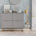 Goobuy armoire  chaussure inclinable 4 compartiments tagre rglable  2 positions motif en ligne 100x24x91c ...