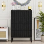 Goobuy commode  4 tiroirs commode troite avec grand espace de rangement pieds mtal motif de ligne ...