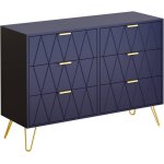 Goobuy commode avec 6 tiroirs meuble de rangement chambre enfant / adulte 100 x 34 x 73cm style scandinave ...