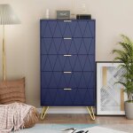 Goobuy commode de rangement � 5 tiroirs style moderne scandinave manches et pieds en couleur dor�e 60 ...