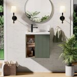 Goobuy meuble lave - mains 51cm meuble lavabo suspendu lavabo en r�sine espace de rangement cach� / ouvert ...