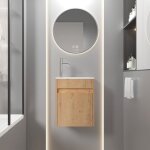 Goobuy meuble de salle de bain mural 41 cm meuble - lavabo suspendu avec rangement lavabo en rsine robinet ...